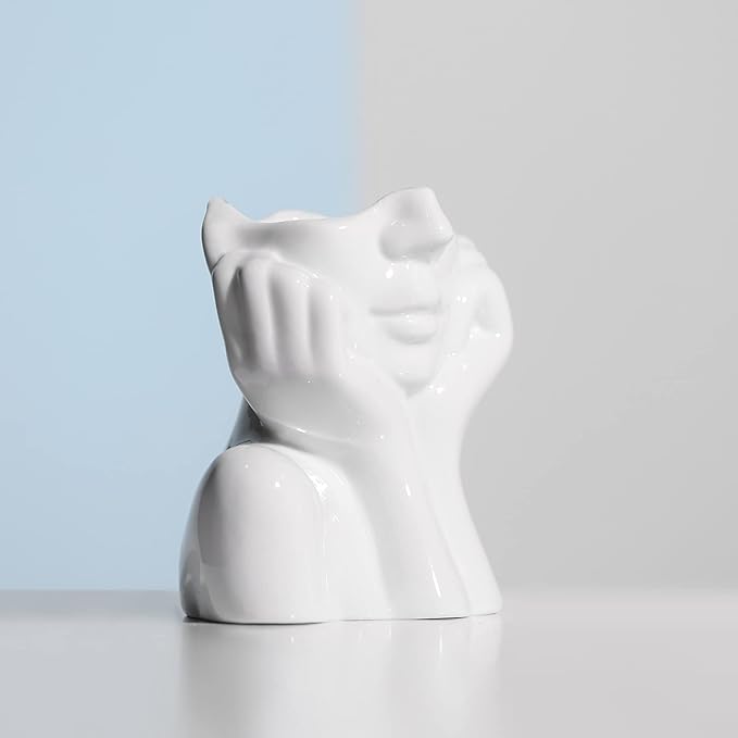 Creative Human Face - Shaped Ceramic Vase: Artistic and Adding Vitality to Home