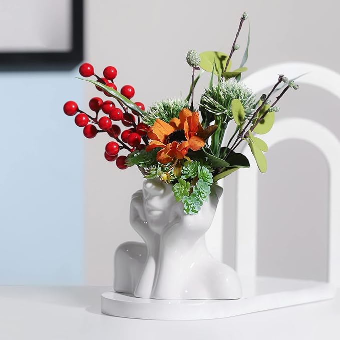 Creative Human Face - Shaped Ceramic Vase: Artistic and Adding Vitality to Home