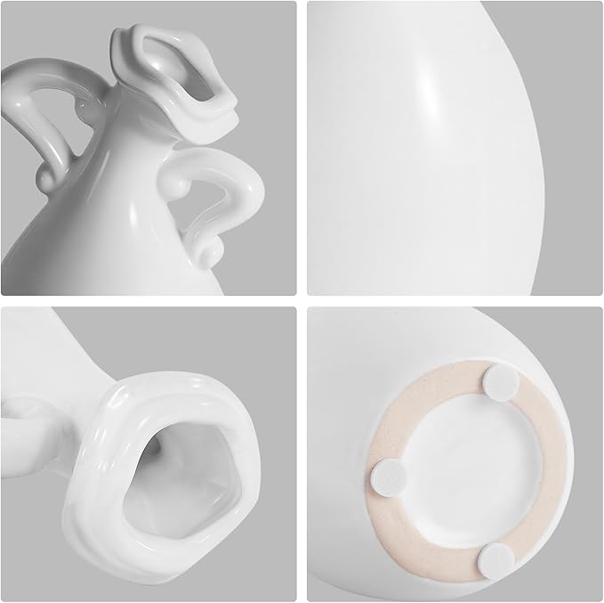 Creative Double - Handled White Ceramic Vase: Exquisite Shape, Adding Elegance to Home