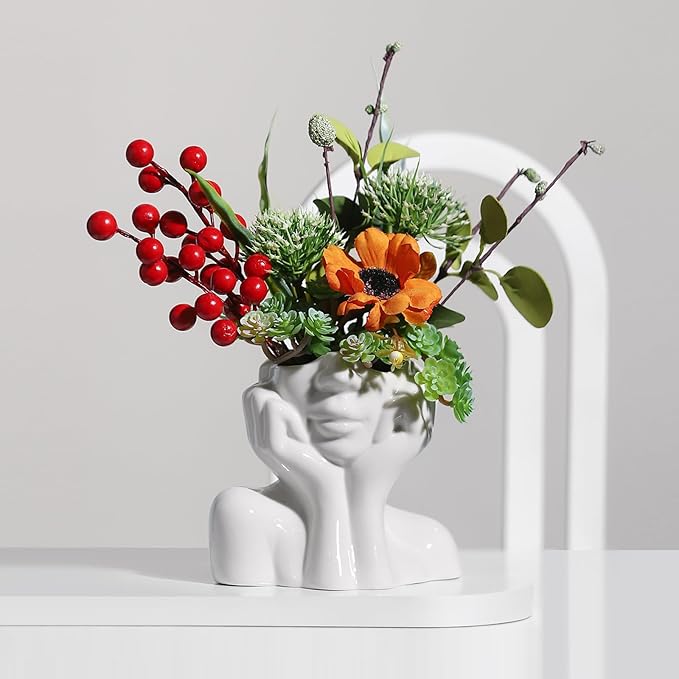 Creative Human Face - Shaped Ceramic Vase: Artistic and Adding Vitality to Home