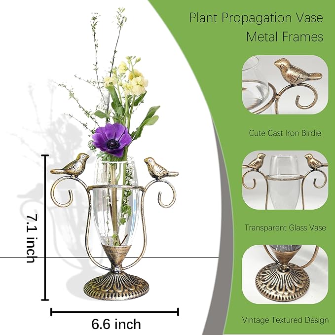Vintage Bird - Decorated Glass Vase: Bringing the Beauty of Fusion of Nature and Art to Home