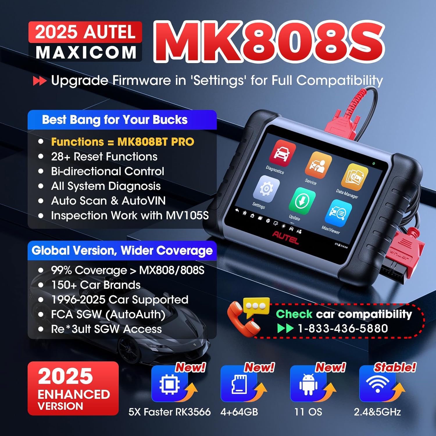Autel Scanner MaxiCOM MK808S: 2025 Bidirectional Tool