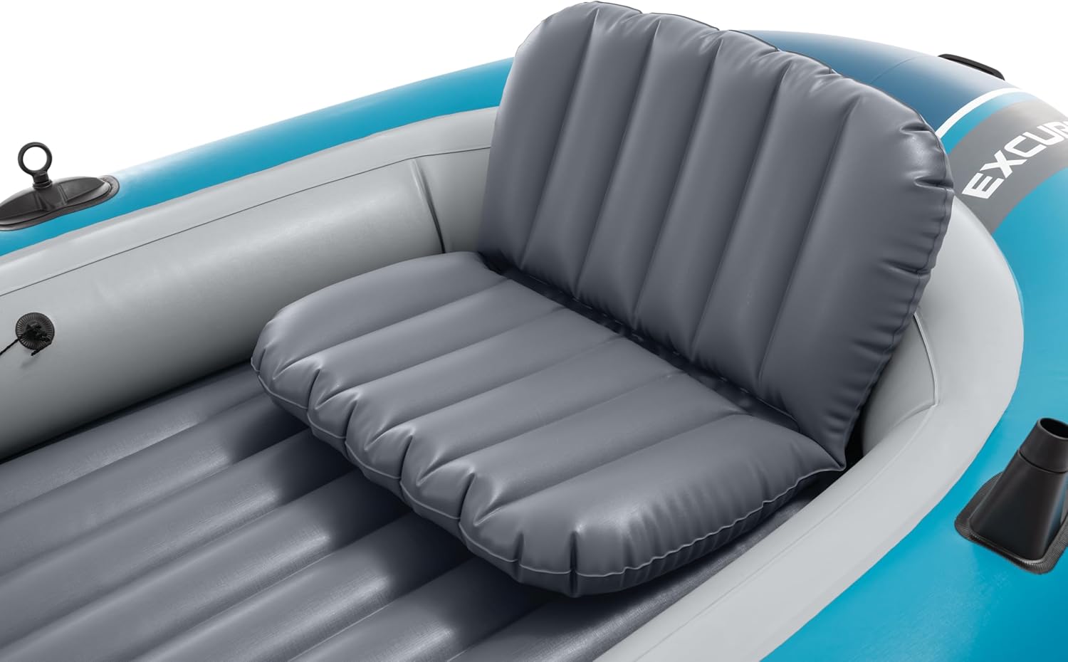 INTEX 68324EP Excursion 4 Inflatable Boat Set: Includes Deluxe 54in Boat Oars and High-Output Pump – Adjustable Seats with Backrest – Fishing Rod Holders – 4-Person – 1100lb Weight Capacity